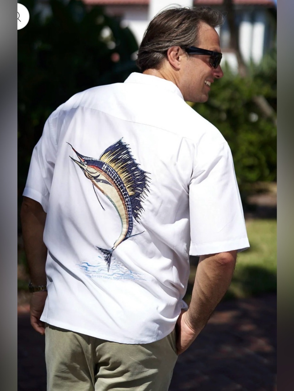 Sailfish Shootout Embroidered Polynosic Camp Shirt by Bamboo Cay